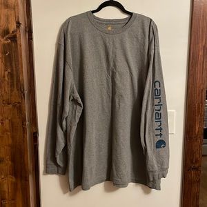Men’s Carhartt long sleeve tee shirt. Size 3XL. Grey with blue writing.